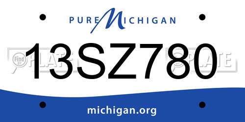 13SZ780 Michigan License Plate