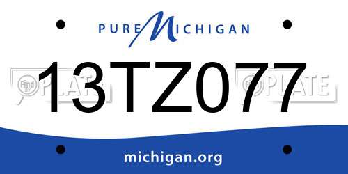 13TZ077 Michigan License Plate