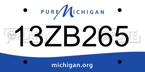 13ZB265 Michigan License Plate