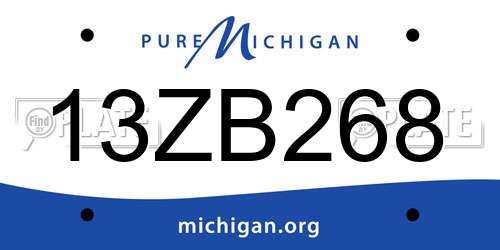 13ZB268 Michigan License Plate