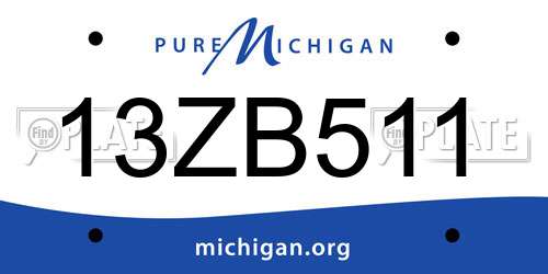 13ZB511 Michigan License Plate