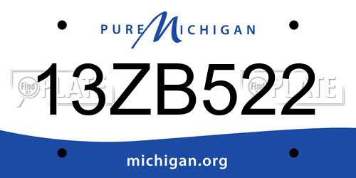 13ZB522 Michigan License Plate