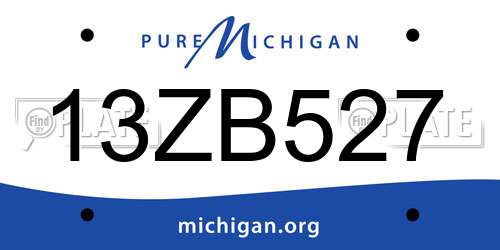13ZB527 Michigan License Plate
