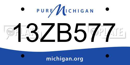 13ZB577 Michigan License Plate