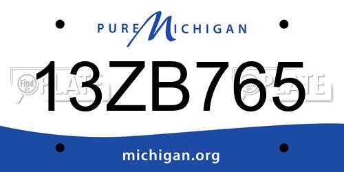 13ZB765 Michigan License Plate