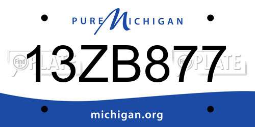 13ZB877 Michigan License Plate