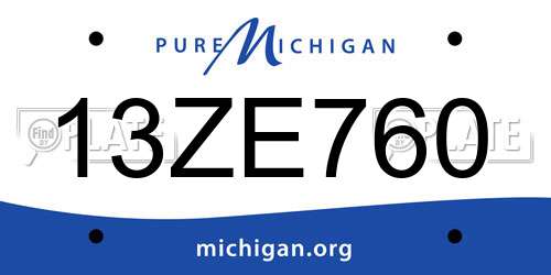 13ZE760 Michigan License Plate