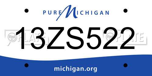 13ZS522 Michigan License Plate