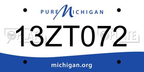 13ZT072 Michigan License Plate