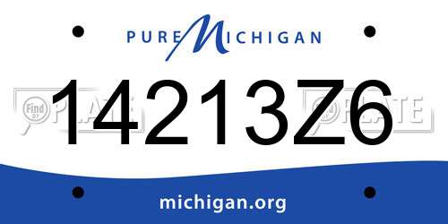 14213Z6 Michigan License Plate