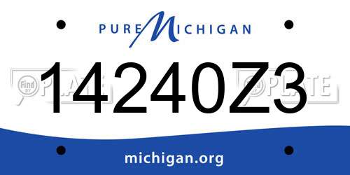 14240Z3 Michigan License Plate