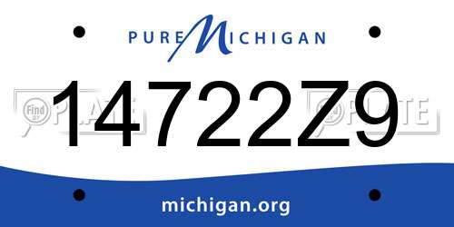 14722Z9 Michigan License Plate