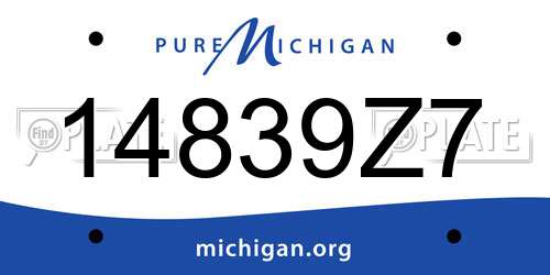 14839Z7 Michigan License Plate