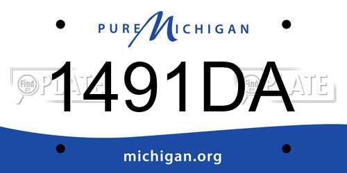 1491DA Michigan License Plate