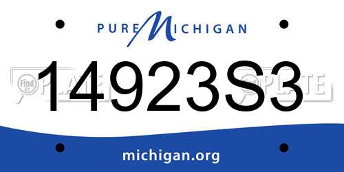 14923S3 Michigan License Plate