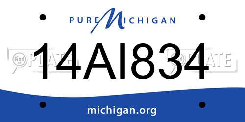 14AI834 Michigan License Plate