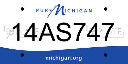 14AS747 Michigan License Plate