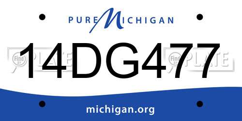 14DG477 Michigan License Plate