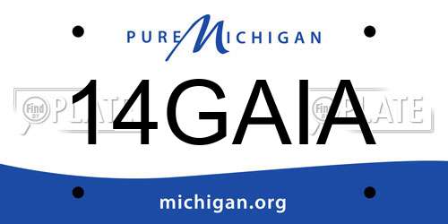 14GAIA Michigan License Plate