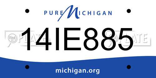 14IE885 Michigan License Plate