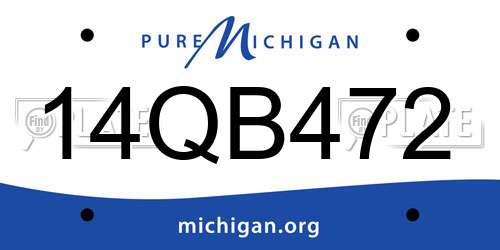 14QB472 Michigan License Plate