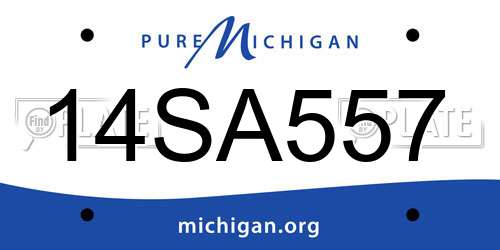 14SA557 Michigan License Plate