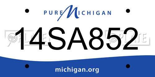 14SA852 Michigan License Plate