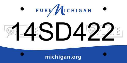 14SD422 Michigan License Plate