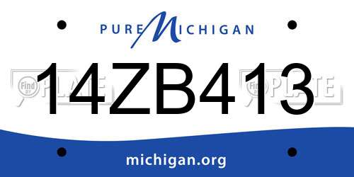 14ZB413 Michigan License Plate