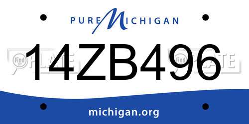 14ZB496 Michigan License Plate