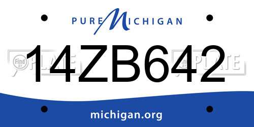 14ZB642 Michigan License Plate