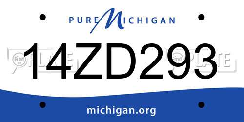 14ZD293 Michigan License Plate