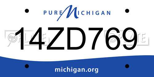 14ZD769 Michigan License Plate