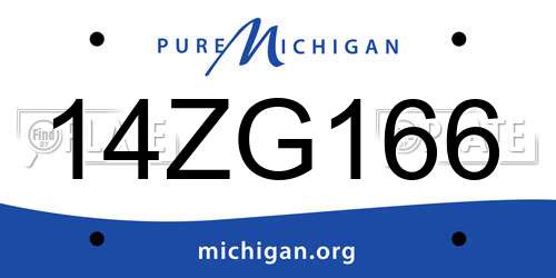 14ZG166 Michigan License Plate