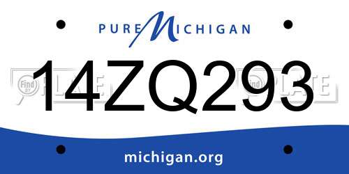 14ZQ293 Michigan License Plate
