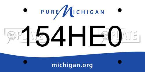 154HE0 Michigan License Plate