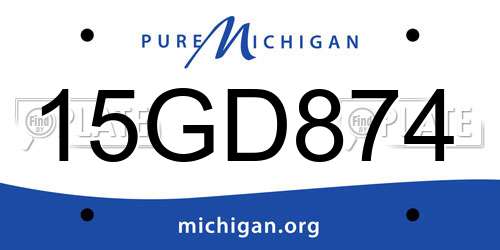 15GD874 Michigan License Plate