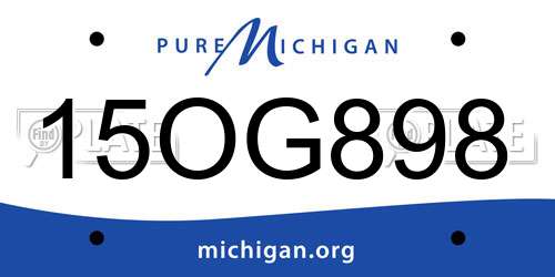 15OG898 Michigan License Plate