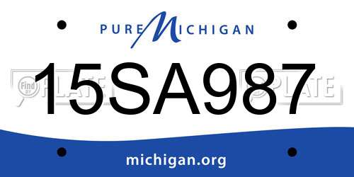 15SA987 Michigan License Plate