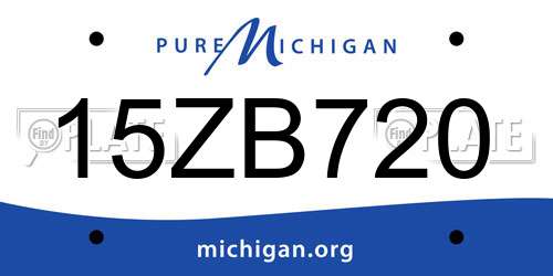 15ZB720 Michigan License Plate