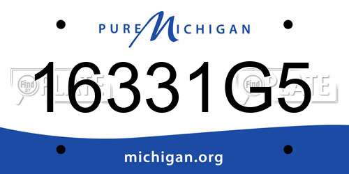 16331G5 Michigan License Plate