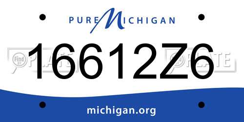 16612Z6 Michigan License Plate
