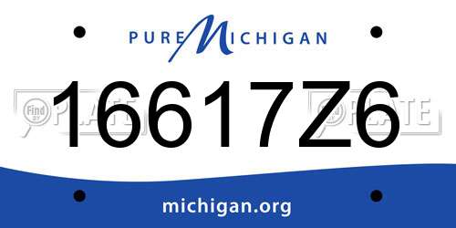 16617Z6 Michigan License Plate