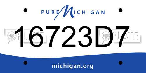 16723D7 Michigan License Plate