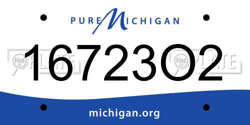 16723O2 Michigan License Plate
