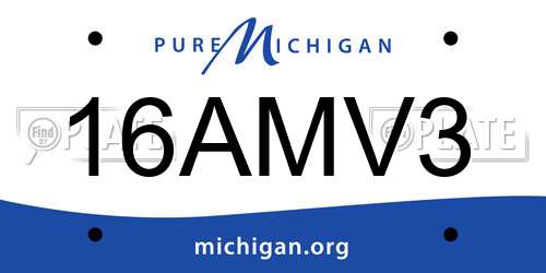 16AMV3 Michigan License Plate