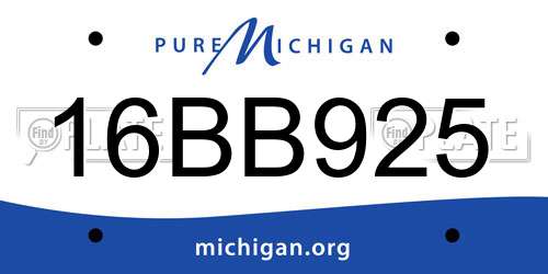 16BB925 Michigan License Plate