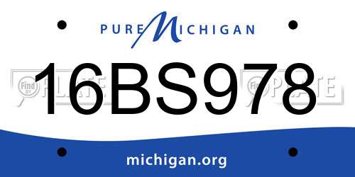 16BS978 Michigan License Plate