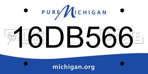16DB566 Michigan License Plate