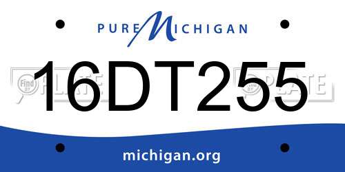 16DT255 Michigan License Plate